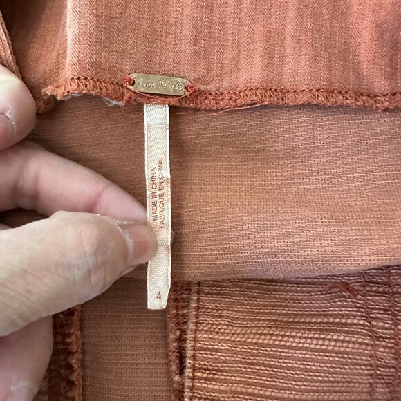 Free People High Waisted Pintuck Textured Mini Skirt Exposed Buttons Terrecotta - Picture 7 of 8